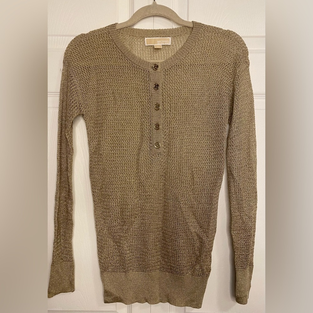 MICHAEL Michael Kors sheer gold sweater size XS - Picture 2 of 13